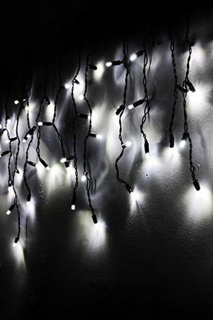 Светодиодная гирлянда БАХРОМА ICICLE RUBI МЕРЦАЮЩАЯ, 100 холодных белых LED-ламп, 2х0.5+1.5 м, коннектор, черный каучук, уличная, SNOWHOUSE