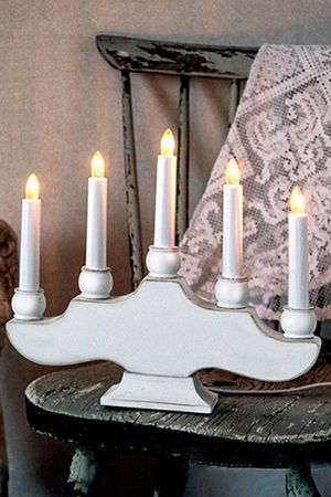 Светильник HANNA винтажный (белый) на 5 свечей, 27х30 см, дерево, STAR trading