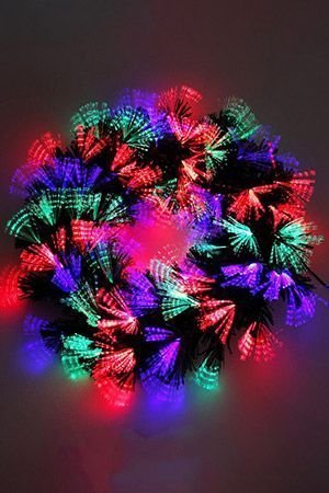 Оптиковолоконный венок ЗИМНЯЯ РАДУГА, зелёный, разноцветные светодиоды, 50 см, Edelman, Luca