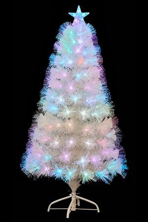 Оптиковолоконная ёлка СЕВЕРНОЕ СИЯНИЕ, белая, разноцветные светодиоды, мерцающая, 120 см, Edelman, Luca