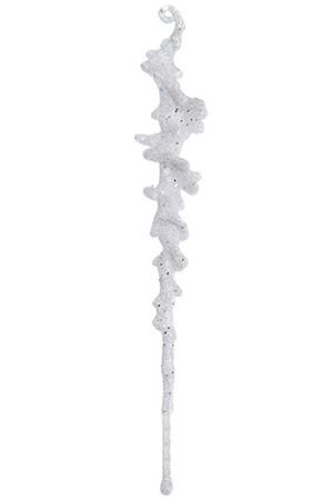 Сосулька КОРОЛЕВСКАЯ, акрил, белая с серебристым глиттером, 25 см, Kaemingk