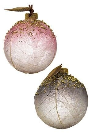 Набор ёлочных шаров ЛИСТИКИ-ПАУТИНКИ, стекло, 8 см (упаковка 3 шт.), разные модели, Kaemingk (Decoris)