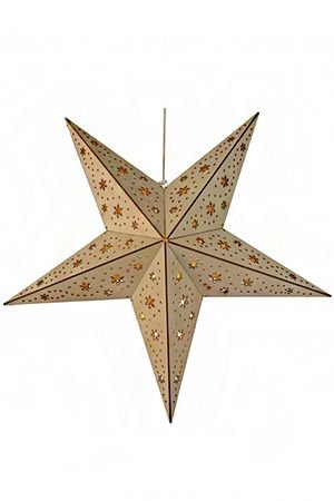 Подвесная звезда ВУДДИ, дерево, 20 тёплых белых LED-огней, разные модели, 60 см, батарейки, таймер, Kaemingk