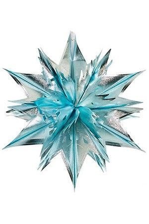 Звезда из фольги ДВОЙНОЕ СИЯНИЕ голографическая, жемчужно-голубая, 60 см, Holiday Classics