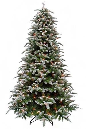 Искусственная елка с лампочками Нормандия Пушистая заснеженная 185 см, 216 теплых белых ламп, ЛИТАЯ + ПВХ, Triumph Tree