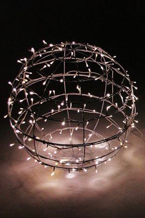 Комплект светящихся украшений ПЛЕТЁНЫЕ ШАРЫ мерцающие, тёплые белые LED-огни, 40 и 50 см, уличные, Kaemingk (Lumineo)