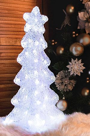 Светящаяся фигура ЗВЁЗДНАЯ ЁЛОЧКА, акрил, белая, 80 холодных белых LED-огней, 54 см, уличная, Торг-Хаус