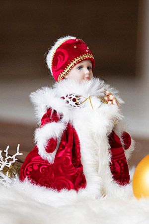 Снегурочка в красном костюме, анимация, звук, 30 см, Новогодняя сказка