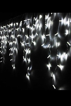 Светодиодная гирлянда БАХРОМА ICICLE RUBI МЕРЦАЮЩАЯ, 208 холодных белых LED-огней, 4х0.8+1.5 м, коннектор, белый провод резина+PVC, уличная, SNOWHOUSE