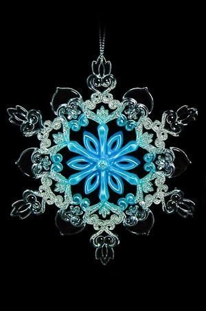 Снежинка КРУЖЕВНАЯ, акрил, бело-голубая с серебром, 13 см, Forest Market