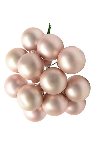 ГРОЗДЬ стеклянных матовых шариков на проволоке, 12 шаров по 25 мм, цвет: нежно-розовый, Kaemingk (Decoris)