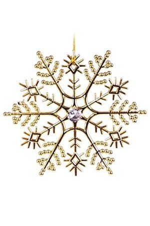 Снежинка КЛАССИКА металлизированная с камнем золотая, 12х12 см, Морозко