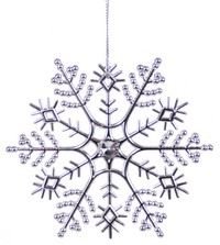Снежинка КЛАССИКА металлизированная с камнем серебряная, 12х12 см, Морозко