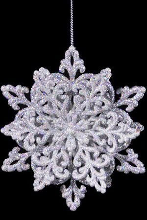 Снежинка КРИСТАЛЛ объемная (3D), глиттер, серебряная, 12 см, Морозко