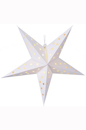 Подвесная светящаяся звезда АСТЕРИЯ, белая, 10 тёплых белых мини LED-огней, 60 см, таймер, батарейки, Koopman International