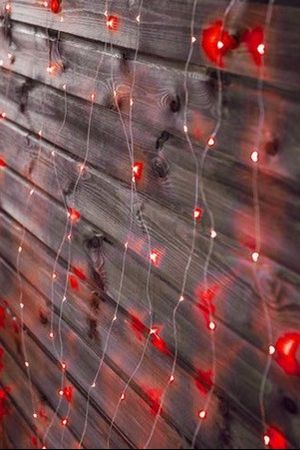 Световой занавес КАПЕЛЬКИ МЕРЦАЮЩИЙ, 256 красных mini LED-ламп, 1.6х1.6 м, серебристый провод, Торг-Хаус