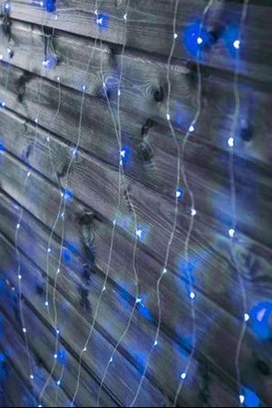 Световой занавес СВЕТЛЯЧОК МЕРЦАЮЩИЙ, 256 синих mini LED-ламп, 1.6х1.6 м, серебристый провод, Торг-Хаус