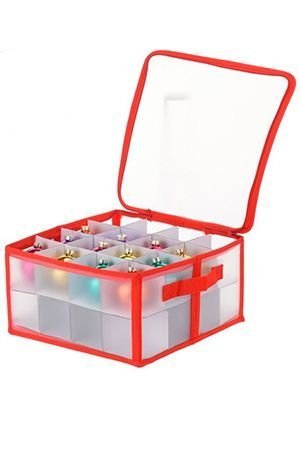 Коробка КОМФОРТ для хранения ёлочных шаров и игрушек 6 см (на 32 штуки), прозрачная, 30х30х15 см, Koopman International