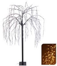 Светящееся дерево ПЛАКУЧАЯ ИВА  мерцающая, 400 тёплых белых LED-огней, 1.8 м+ 5 м, коричневый провод, уличная, Koopman International