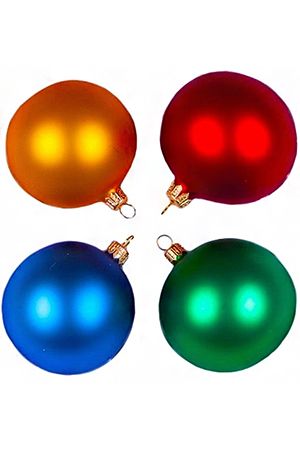 Набор стеклянных шаров ОГНИ, золотой, красный, зеленый, синий, 4х75 мм, матовые, Елочка