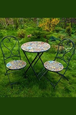 Комплект садовой мебели АНДАЛУСИЯ, металл, мозаика, (стол и 2 стула), Kaemingk
