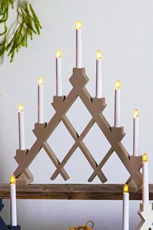 Светильник-горка рождественский RUT (светло-серый) на 7 свечей, 43х53 см, STAR trading