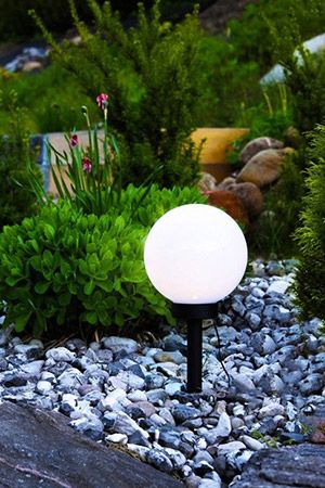 Садовый светильник СФЕРА СВЕТА со штырём, тёплая белая LED-лампа, солнечная батарея, 32х15 см, STAR trading