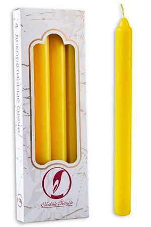 Свечи классические, жёлтые, 2х25 см (4 шт.), Омский Свечной
