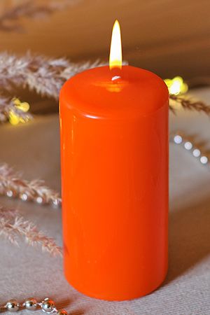 Свеча столбик, оранжевая, 6х12.5 см, Омский Свечной
