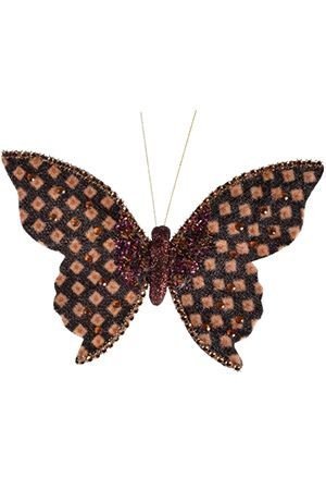 Ёлочное украшение Бабочка ALTA MODA на клипсе, вельвет, 19x13 см, Kaemingk