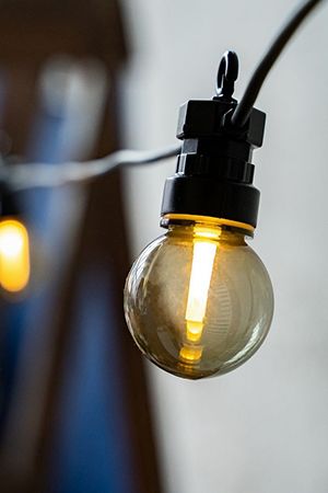 Гирлянда из лампочек ДЫМЧАТЫЙ ШАРМ, прозрачно-серая, 20 тёплых белых LED-ламп, 9.5+5 м, коннектор, черный провод, уличная, Kaemingk (Lumineo)