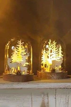 Светильник - купол ОЛЕНЬЯ СЕМЬЯ, 5 тёплых белых LED-огней, 12.5x18 см, таймер, батарейки, Kaemingk