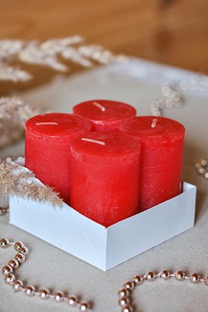 Набор свечей-столбиков ADVENT, красный, 5x8 см (упаковка 4 шт.), Kaemingk (Decoris)