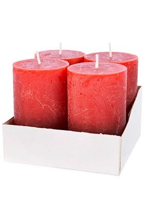 Набор свечей-столбиков ADVENT, бордовый, 5x8 см (упаковка 4 шт.), Kaemingk (Decoris)