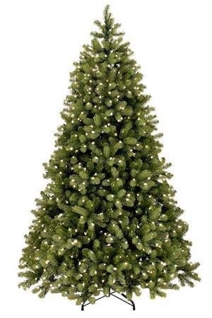 Искусственная елка с огоньками Бейберри 228 см, 600 теплых белых ламп, ЛИТАЯ + ПВХ, National Tree Company