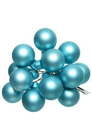 ГРОЗДЬ стеклянных матовых шариков на проволоке, 12 шаров по 25 мм, цвет: арктический голубой, Kaemingk (Decoris)