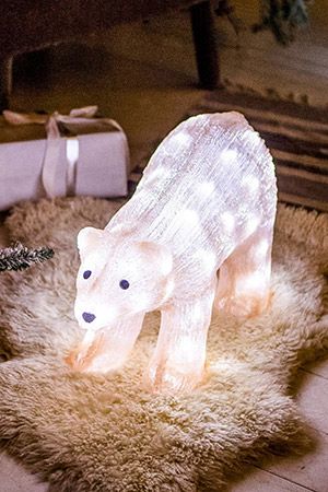 Светящаяся фигура ПОЛЯРНЫЙ МЕДВЕДЬ, акрил, 50 холодных белых LED-огней, 62x33 см, уличный, Kaemingk (Lumineo)