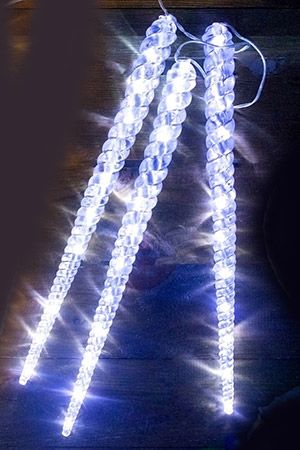 Набор СИЯЮЩИЕ СОСУЛЬКИ мерцающие, акрил, 36 холодных белых LED-огней, 40 см (3 шт.), уличные, Kaemingk (Lumineo)