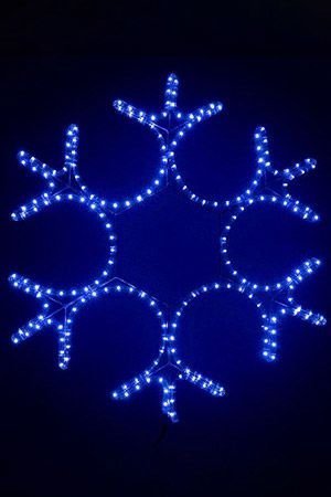 Светодиодная СНЕЖИНКА АЖУРНАЯ, дюралайт, синие LED-огни, 55 см, уличная, BEAUTY LED