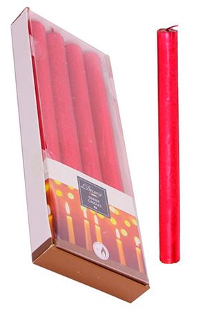 Свечи столовые МЕТАЛЛИК, бордовые, 25 см (упаковка 4 шт.), Kaemingk