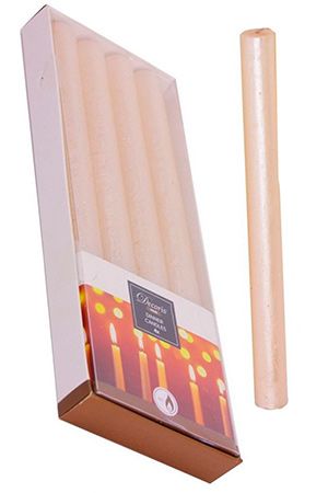 Свечи столовые МЕТАЛЛИК, кремовые, 25 см (упаковка 4 шт.), Kaemingk