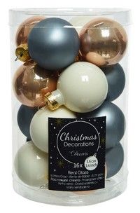 Набор стеклянных шаров Коллекция ПОЭЗИЯ ЗИМНЕГО ДНЯ, матовые и эмаль, 35 мм, 16 шт., Winter Deco