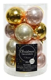 Набор стеклянных шаров Коллекция УТОНЧЁННОЕ КОКЕТСТВО, глянцевые и эмаль, 35 мм, 16 шт., Kaemingk (Decoris)