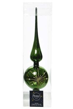 Ёлочная верхушка МЕРЦАЮЩИЙ ОРНАМЕНТ, зелёная, стекло, 31 см, Kaemingk (Decoris)