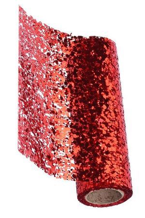 Ткань-лента для декорирования БРИЛЛАР, с пайетками, красная, 14x250 см, Koopman International