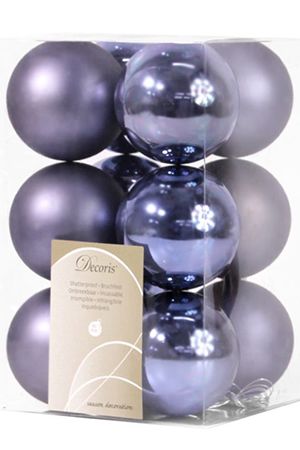 Набор однотонных пластиковых шаров глянцевых и матовых, цвет: джинсово-голубой, 60 мм, упаковка 12 шт., Kaemingk