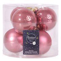 Набор стеклянных шаров матовых и глянцевых, цвет: розовый бархат, 80 мм, упаковка 6 шт., Kaemingk