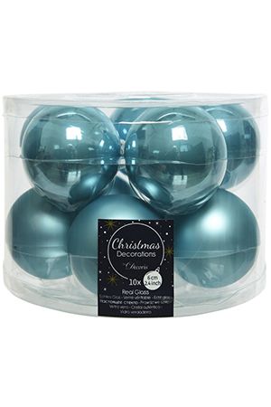 Набор стеклянных шаров матовых и глянцевых, цвет: голубой, 60 мм, упаковка 10 шт., Kaemingk (Decoris)