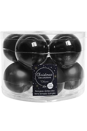 Набор стеклянных шаров матовых и глянцевых, цвет: черный, 60 мм, упаковка 10 шт., Winter Deco