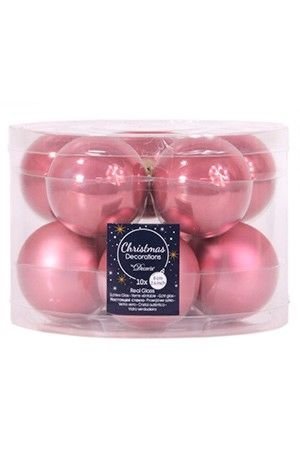 Набор стеклянных шаров матовых и глянцевых, цвет: розовый бархат, 60 мм, упаковка 10 шт., Kaemingk (Decoris)